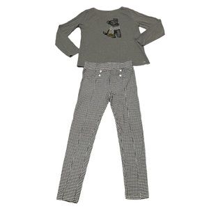 Crown & Ivy Scotty dog top and matching houndstooth pants